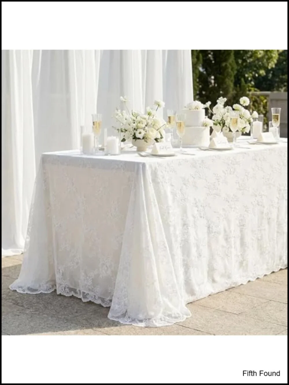 Vintage Lace Tablecloth 59x120 Inch Rectangular Floral Fabric for Weddings Tea